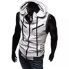 Grey Sleeveless Hooded Zipper Sport Gym Warm