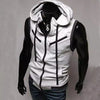 Grey Sleeveless Hooded Zipper Sport Gym Warm