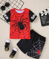 Red & Black Spider Man Print Short Set