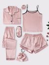 7 Piece Nightwear For Comfort Night Pink Free Size