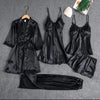 5 PIECE NIGHTWEAR . 05 Piece Bridal Nightwear Silk Black Hot
