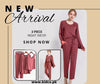 Brown Long Sleeve Women Night Suit PJ Set 3 Pieces