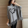 Grey Love Butterfly Printed Poncho