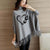 Grey Love Butterfly Printed Poncho