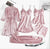5 PIECE NIGHTWEAR . 05 Piece Bridal Nightwear Silk Hot Pink