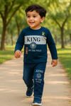 King of the Wild – Blue & Black Printed Kids Suit