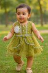 Baby Girl Party Frock – For Ages 0 to 1 Year Green