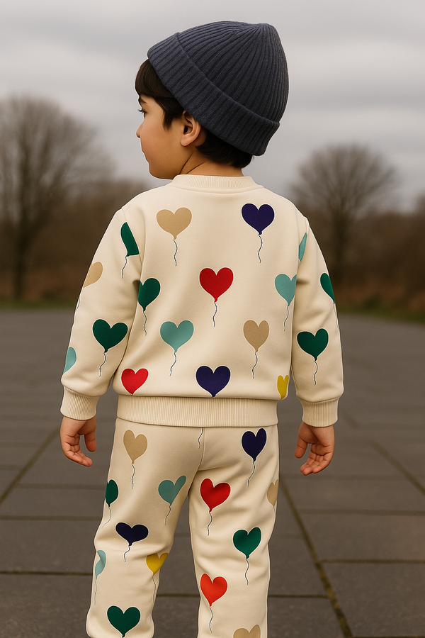 Off White Hearts Printed Kids Tracksuit