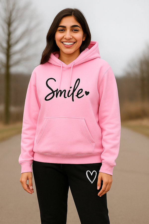 Smile & Hearts Printed Pink Winter Tracksuit