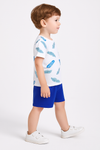 Sz 11 - Blue White Fetcher Print Print Short Set