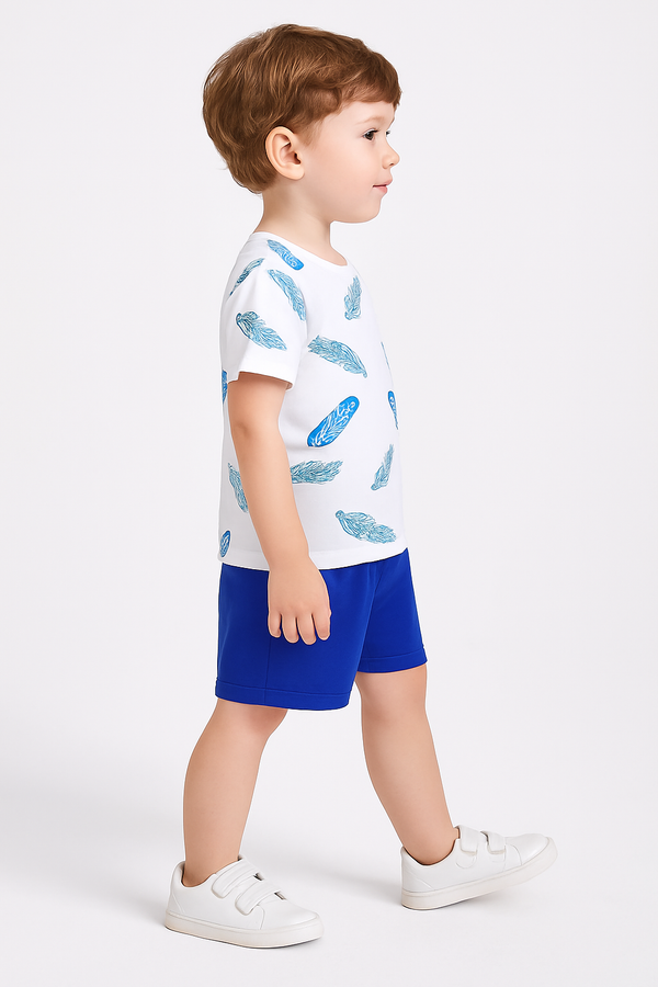 Sz 11 - Blue White Fetcher Print Print Short Set