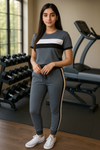 Dark Blue White Grey Stripe Tracksuit for Women