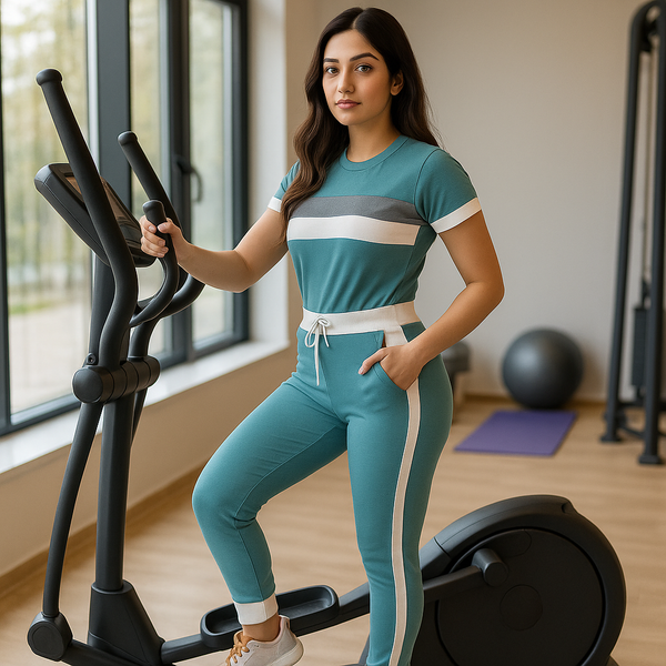 Blue White Grey Stripe Tracksuit for Women