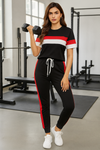 Black Red & White Stripe Tracksuit for Women