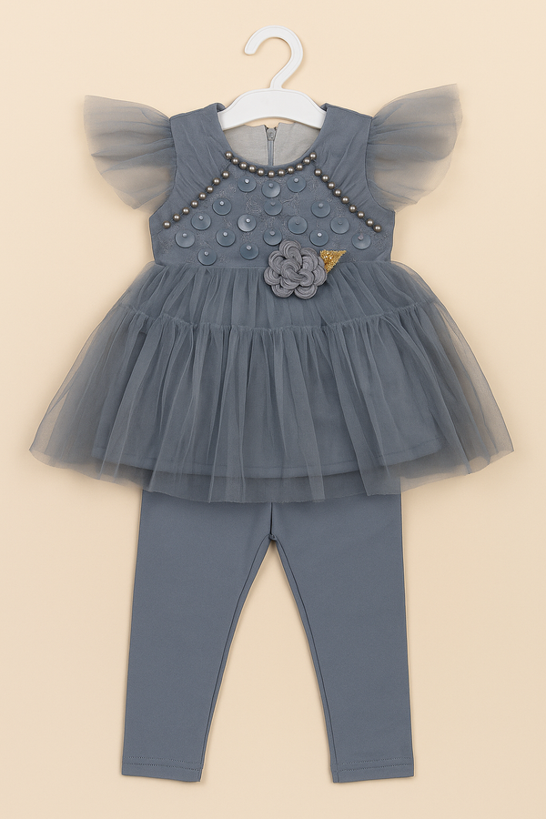 Baby Girl Party Frock – For Ages 6 to 18 Months Year Grey