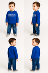 Boss Printed Kids Formal Wear With Denum Paint
