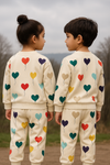 Off White Hearts Printed Kids Tracksuit