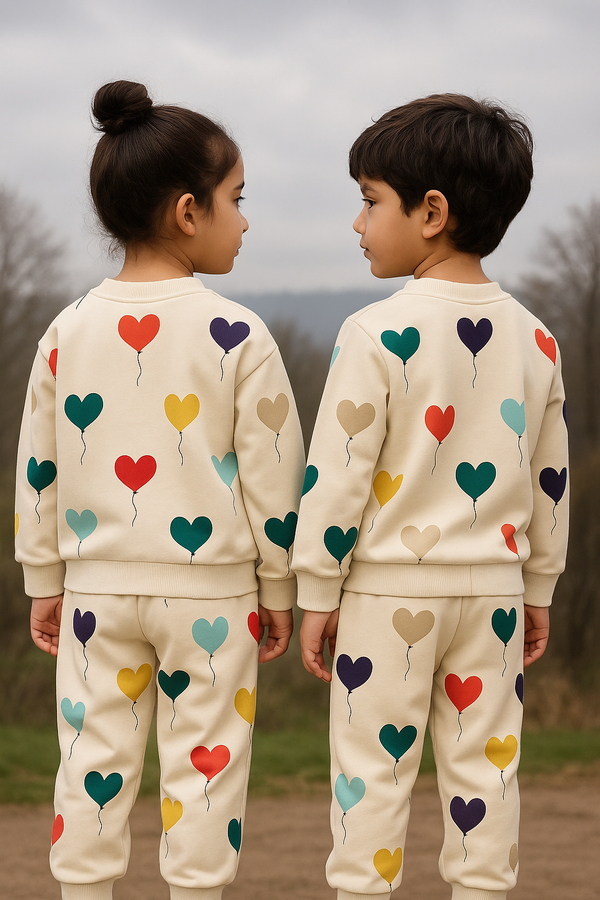 Off White Hearts Printed Kids Tracksuit