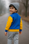 Yellow & Blue Bear Printed Kids Sweatshirt Set