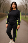 Full Sleeves Side Line Women’s Tracksuit Black Yellow