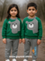 Green & Grey Bear Printed Kids Sweatshirt Set