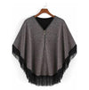 Grey Women Zipper Cape Poncho