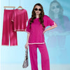 Lounge wear 2 pieces set short sleeve long pant pajama for women matching outfit casual loose home suit wear