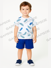 Sz 11 - Blue White Fetcher Print Print Short Set