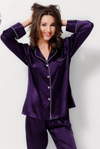 Purple Silk Night Suit Turn Down Collar Long Sleeves