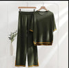 Lounge wear 2 pieces set short sleeve long pant pajama for women matching outfit casual loose home suit wear