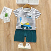 203- Green White TankPrint Kids Short