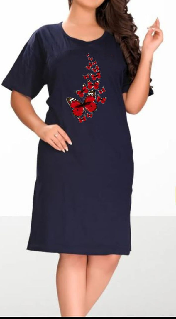 Red Flying Butterfly Printed Long Shirt