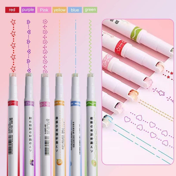 06 Pcs Curve Highlighter Pen Set