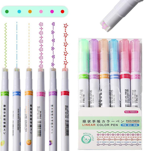 06 Pcs Curve Highlighter Pen Set