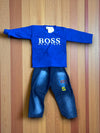 Boss Printed Kids Formal Wear With Denum Paint