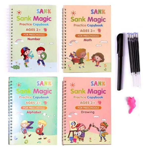 4 Pcs Set Magic Practice Copy Book For Kids