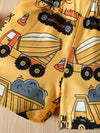 Navy blue excavator print & yellow Short Set
