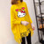 Yellow Kitty Printed Poncho
