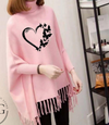 Pink Love Butterfly Printed Poncho