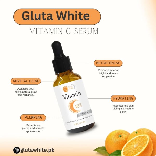 Vitamin C Serum For Face Glowing & Dark Spots | Gluta White Vitamin C 16% Serum | Best Quality Skin Care Serum | Serum For Glowing Serum – 30 Ml